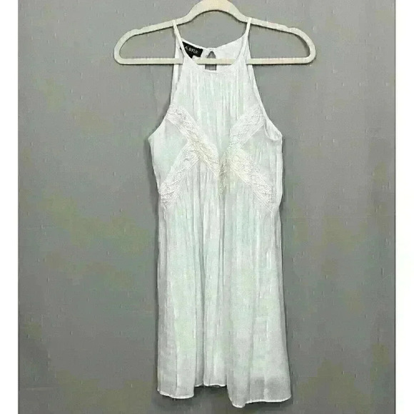 A Byer Womens M White Embroidered Halter Midi Dress Sleeveless Boho Cottagecore - Picture 2 of 12